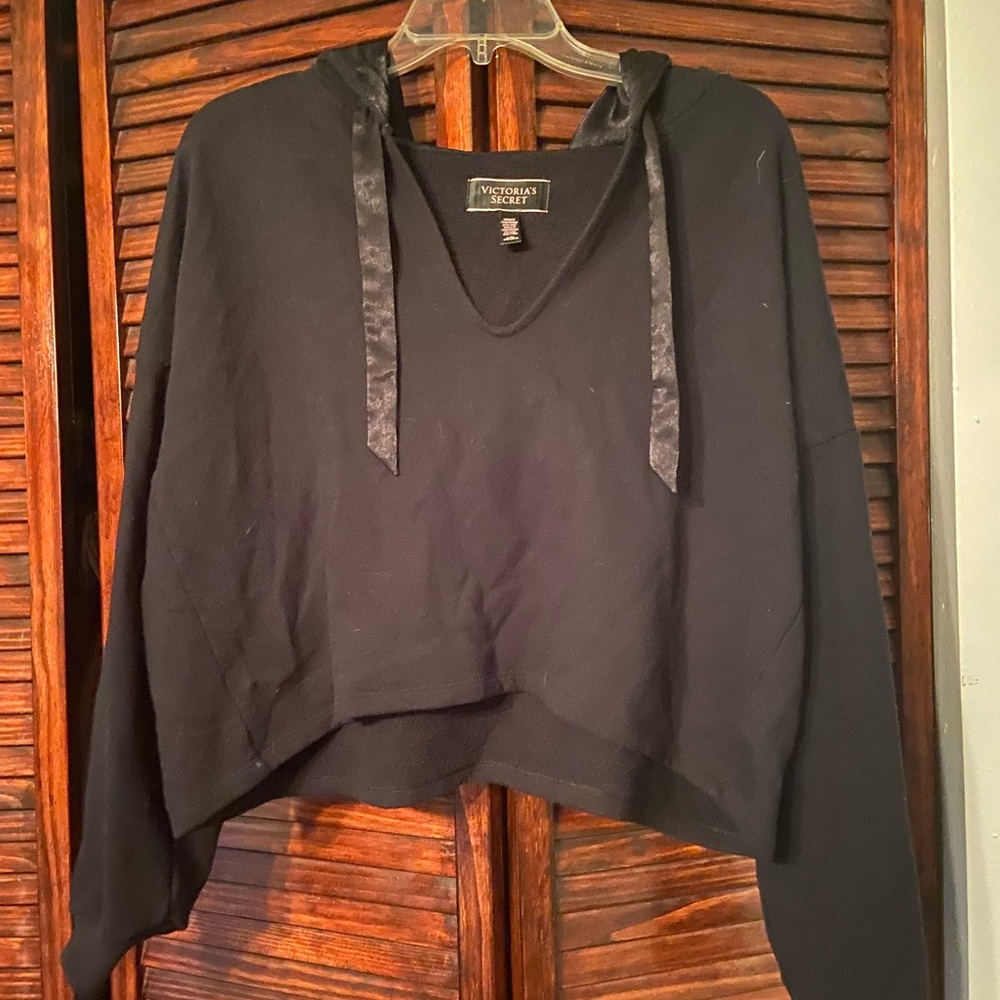 Victoria's Secret Black Crop Hoodie Relaxed Fit